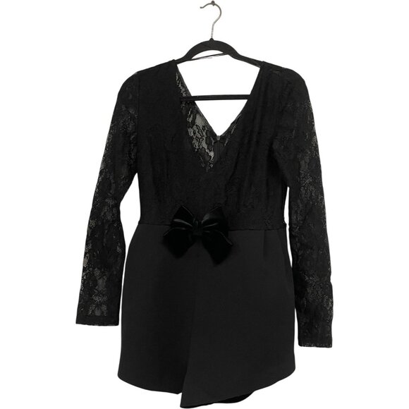 Zara Womens Lace Combination Jumpsuit Romper M Medium Black Tie 4813/842 NWT - Picture 2 of 15
